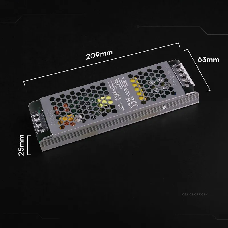 Zasilacz Do LED Modułowy Montażowy SLIM V-TAC 200W 24V 8.25A IP20 Filtr EMI VT-24202-S