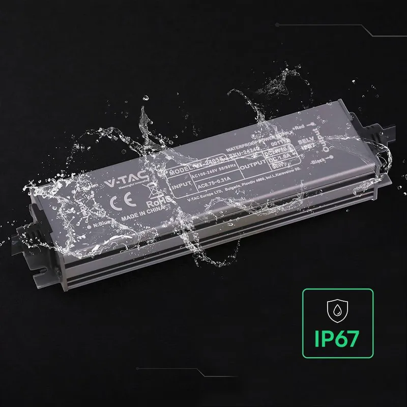 Zasilacz Do LED Hermetyczny SLIM V-TAC 36W 24V 1.5A IP67 Filtr EMI VT-24035