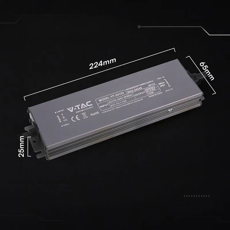 Zasilacz Do LED Hermetyczny SLIM V-TAC 150W 24V 6.25A IP67 Filtr EMI VT-24152