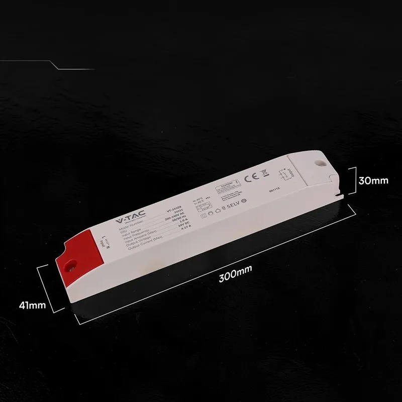 Zasilacz Do LED Modułowy Montażowy SLIM V-TAC 100W 24V 4.17A IP44 Filtr EMI VT-24103