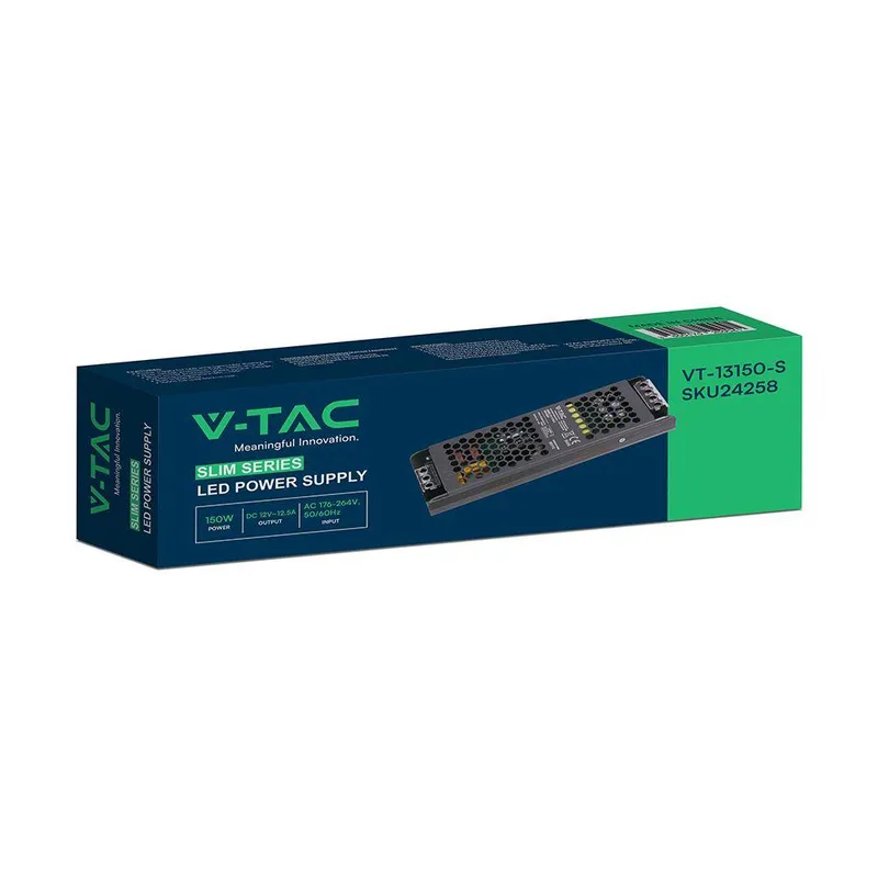 Zasilacz Do LED Modułowy Montażowy SLIM V-TAC 150W 12V 12.5A IP20 Filtr EMI VT-13150-S