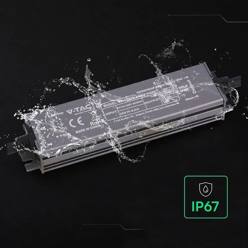 Zasilacz Do LED Hermetyczny SLIM V-TAC 36W 12V 3A IP67 Filtr EMI VT-13036