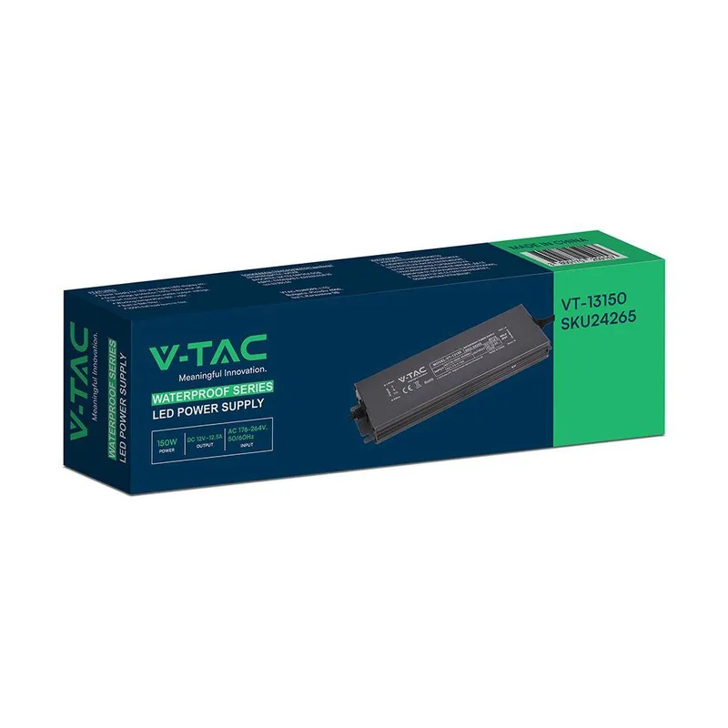 Zasilacz Do LED Hermetyczny SLIM V-TAC 150W 12V 12.5A IP67 Filtr EMI VT-13150