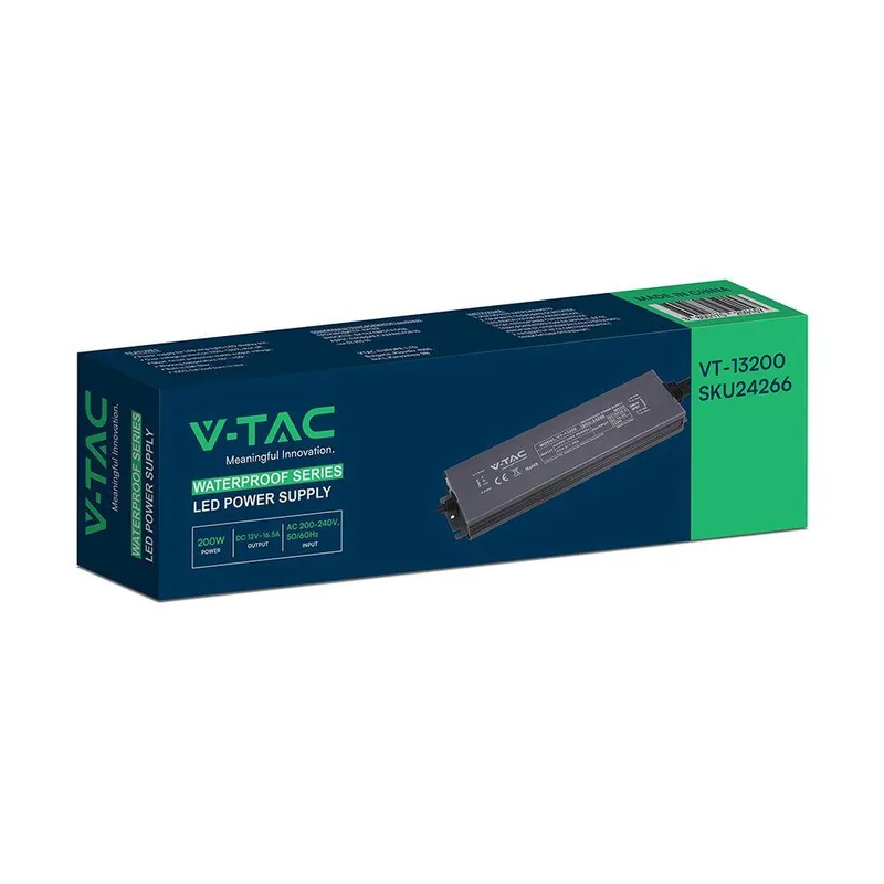 Zasilacz Do LED Hermetyczny SLIM V-TAC 200W 12V 16.5A IP67 Filtr EMI VT-13200