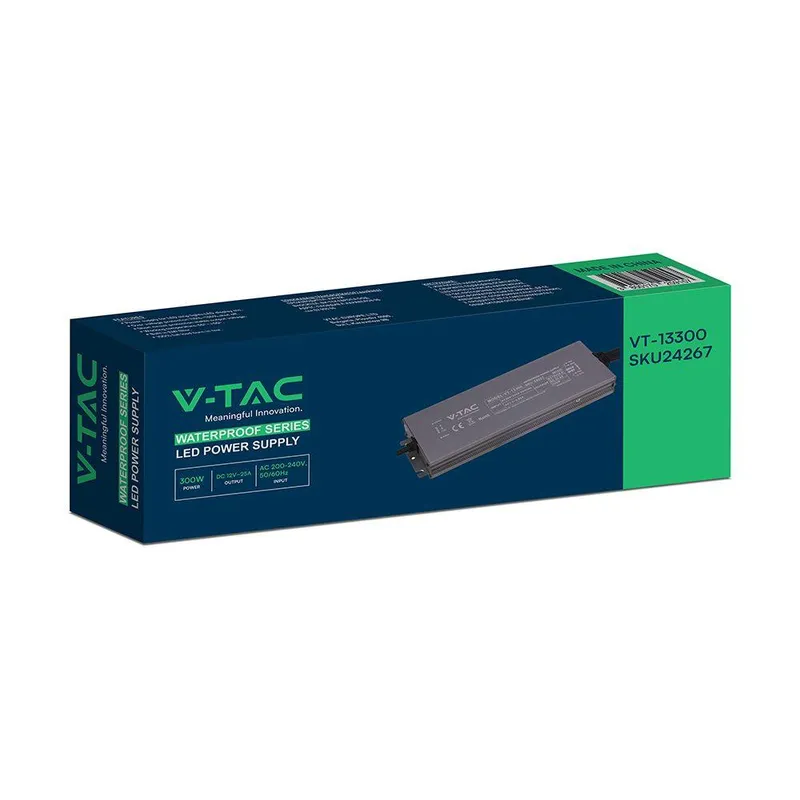 Zasilacz Do LED Hermetyczny SLIM V-TAC 300W 12V 25A IP67 Filtr EMI VT-13300