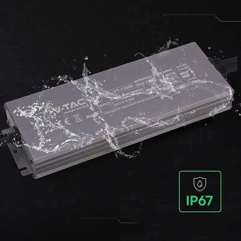 Zasilacz Do LED Hermetyczny SLIM V-TAC 300W 12V 25A IP67 Filtr EMI VT-13300
