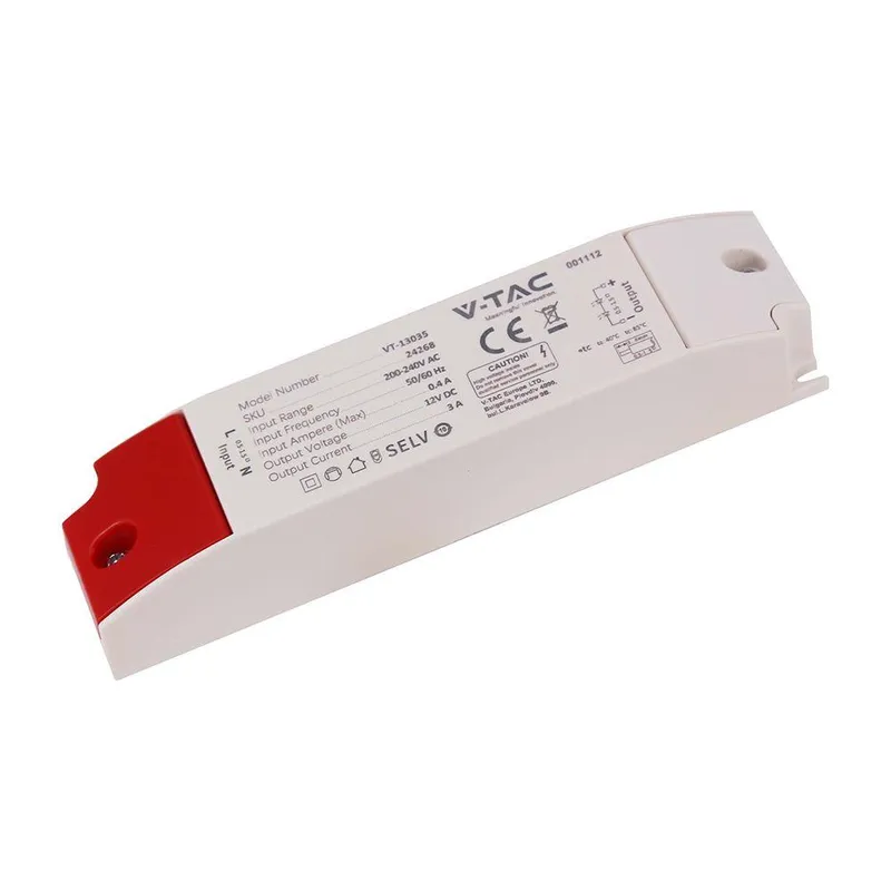 Zasilacz Do LED Modułowy Montażowy SLIM V-TAC 36W 12V 3A IP44 Filtr EMI VT-13035