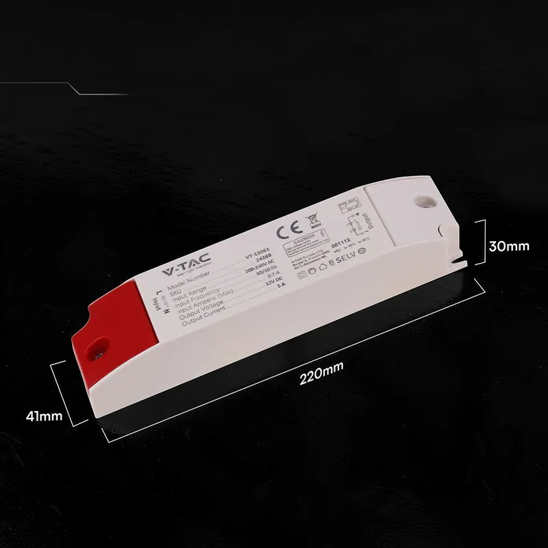 Zasilacz Do LED Modułowy Montażowy SLIM V-TAC 60W 12V 5A IP44 Filtr EMI VT-13061