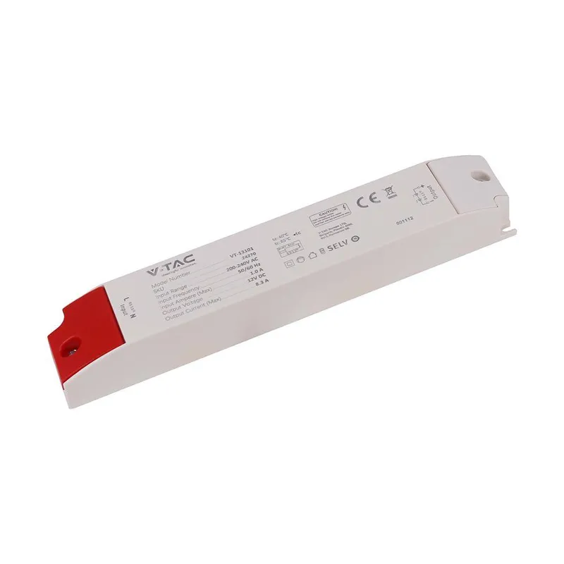 Zasilacz Do LED Modułowy Montażowy SLIM V-TAC 100W 12V 8.3A IP44 Filtr EMI VT-13101