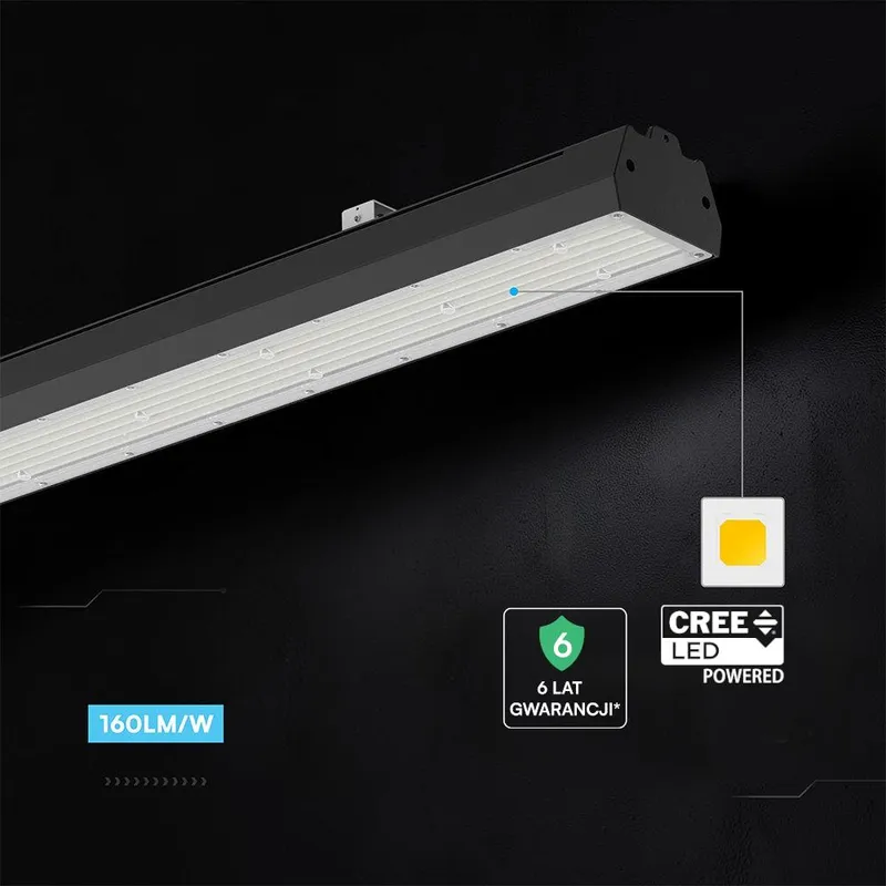 Oprawa V-TAC LED Linear High Bay 150W/200W/240W LED CREE CHIP Zasilacz SOSEN 160LM/W CCT VT-9-57 3000K-4000K-6500K 32000LM 6 Lat Gwarancji