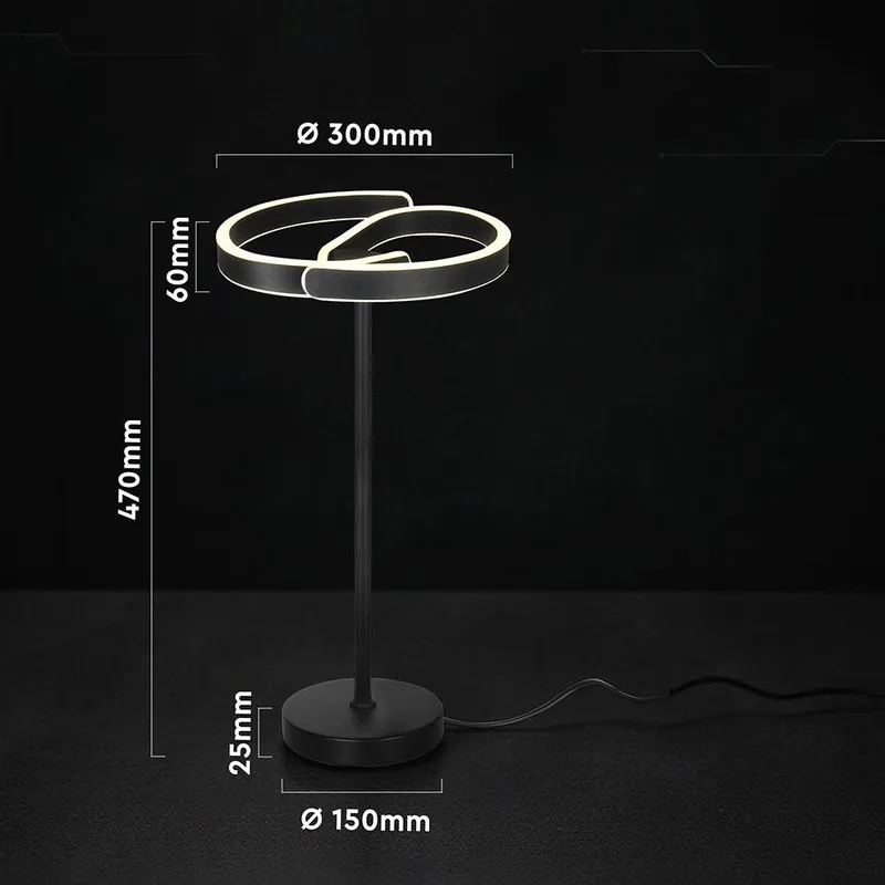 Lampka Stołowa Nocna 25W Kierownica FI30CM VT-84047 4000K 3250LM - Czarna