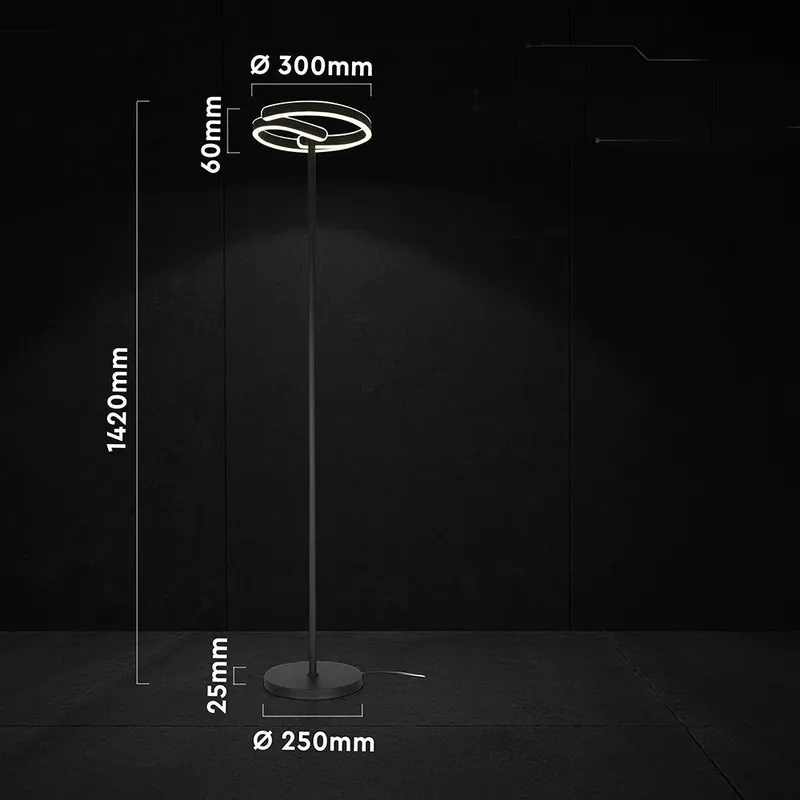 Lampa Podłogowa V-TAC 25W Kierownica FI30CM X 140cm VT-84048 4000K 3250LM - Czarna