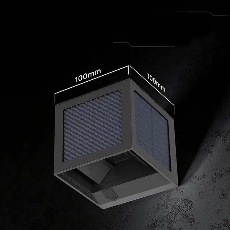 Oprawa Ścienna Solarna/USB V-TAC 9W LED COB Kostka 10x10cm IP65 Czujnik Ruchu VT-408CCT 3000K-4000K-6000K 900LM - Czarna