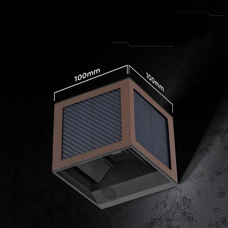 Oprawa Ścienna Solarna/USB V-TAC 9W LED COB Brąz Corten Kostka 10x10cm IP65 Czujnik Ruchu VT-408CCT 3000K-4000K-6000K 900LM