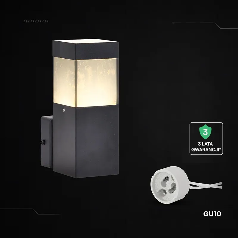 Oprawa Ścienna Elewacyjna V-TAC LED GU10 IP44 VT-10186 3 Lata Gwarancji - Czarna