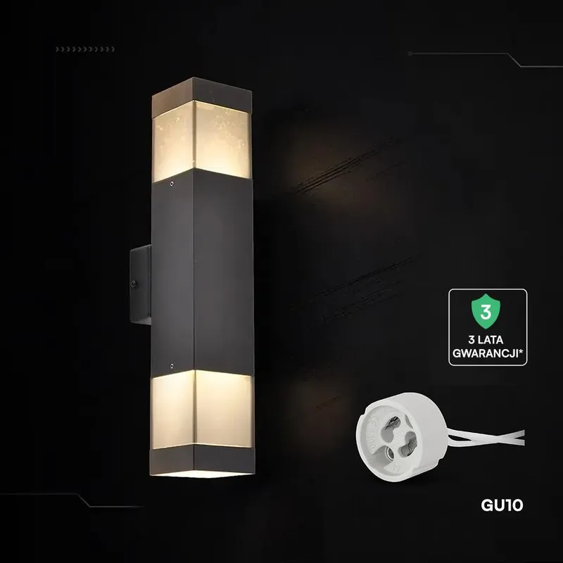 Oprawa Ścienna Elewacyjna V-TAC LED 2XGU10 IP44 VT-10187 3 Lata Gwarancji - Czarna