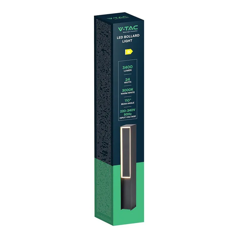 Słupek Ogrodowy V-TAC 50cm LED 8W IP54 VT-10190 3000K 1100LM - Czarny