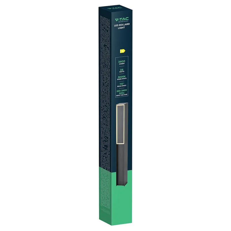 Słupek Ogrodowy V-TAC 80cm LED 24W IP54 VT-10191 3000K 3400LM - Czarny