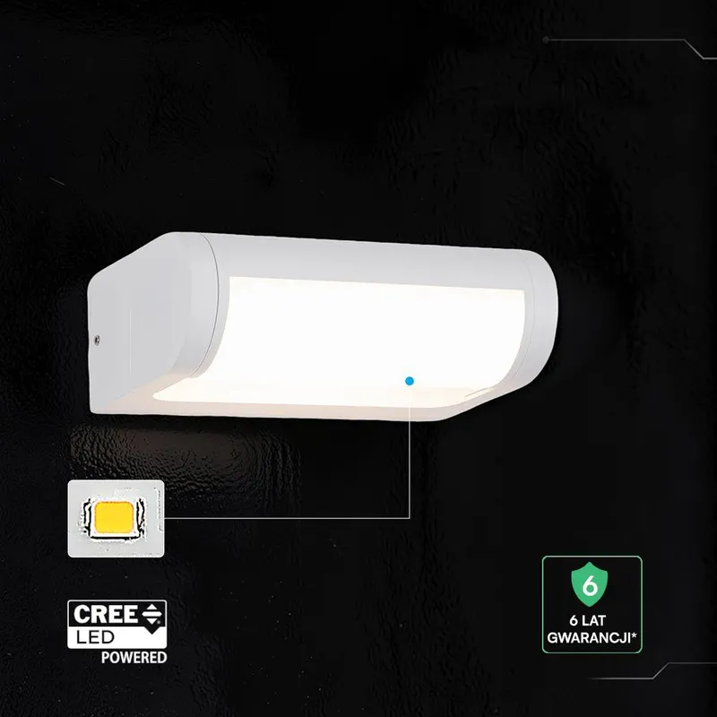 Kinkiet Ścienny Ogrodowy Elewacyjny V-TAC 10W CREE CHIP Regulowany IP65 VT-120012-W 3000K 1550LM 6 Lat Gwarancji - Biały