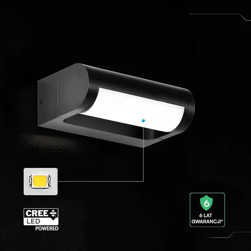 Kinkiet Ścienny Ogrodowy Elewacyjny V-TAC 10W CREE CHIP Regulowany IP65 VT-120012-B 3000K 1550LM 6 Lat Gwarancji - Czarny