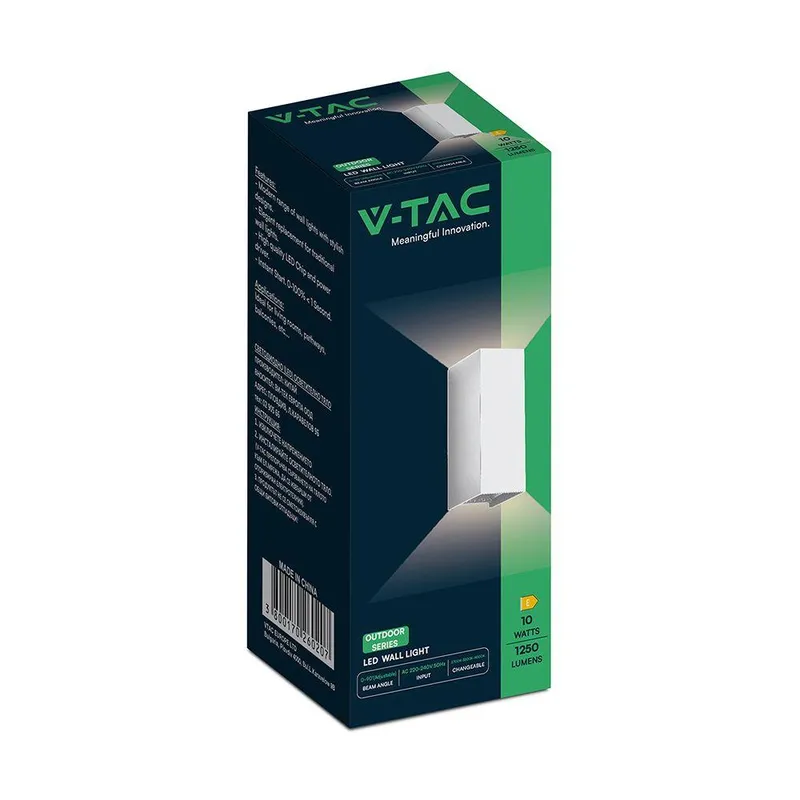 Oprawa Ścienna V-TAC 10W LED COB IP65 CCT Zmiana Barwy VT-120112-W 2700K-3200K-4000K 1250LM - Biała