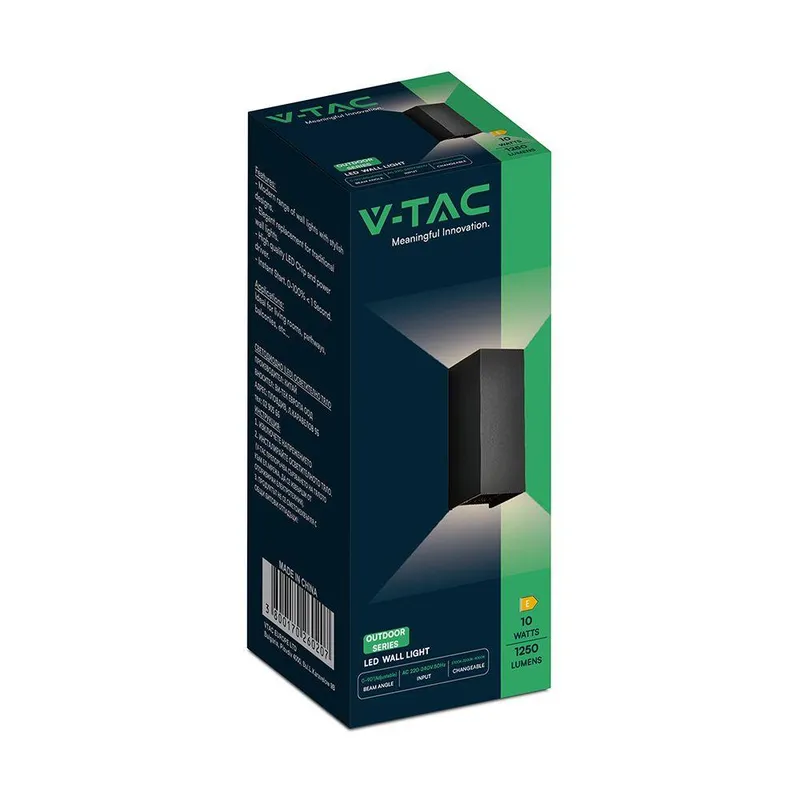 Oprawa Ścienna V-TAC 10W LED COB IP65 CCT Zmiana Barwy VT-120112-B 2700K-3200K-4000K 1250LM - Czarna