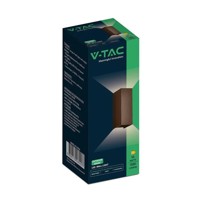 Oprawa Ścienna V-TAC 10W LED COB Brąz Corten IP65 CCT Zmiana Barwy VT-120112-C 2700K-3200K-4000K 1250LM
