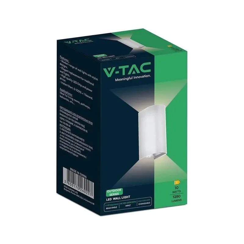 Oprawa Ścienna V-TAC 10W LED COB IP65 CCT Zmiana Barwy VT-120113 2700K-3200K-4000K 1250LM - Biała