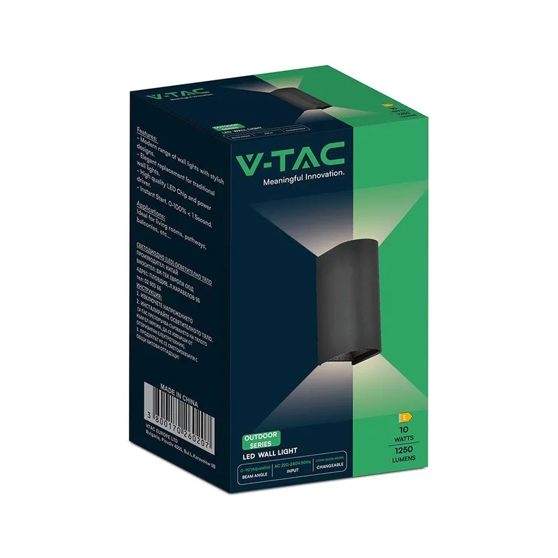 Oprawa Ścienna V-TAC 10W LED COB IP65 CCT Zmiana Barwy VT-120113-B 2700K-3200K-4000K 1250LM - Czarna