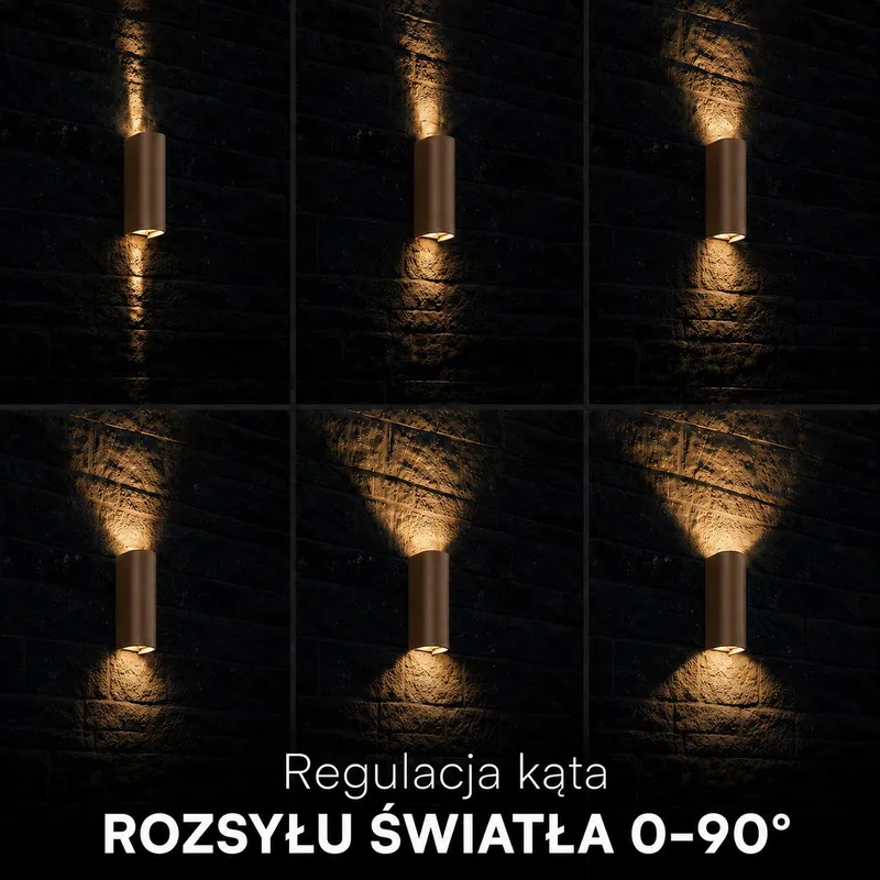 Oprawa Ścienna V-TAC 10W LED COB Brąz Corten IP65 CCT Zmiana Barwy VT-120113 2700K-3200K-4000K 1250LM