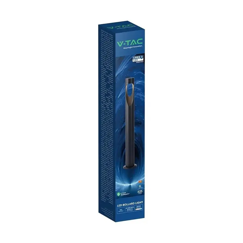 Słupek Ogrodowy 80cm V-TAC 6W LED CREE CHIP IP65 VT-120006 3000K 625LM 6 Lat Gwarancji - Czarny