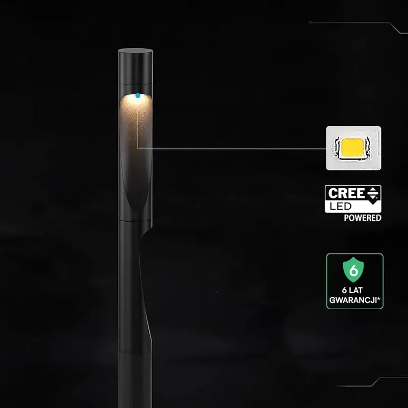 Słupek Ogrodowy 80cm V-TAC 11W LED CREE CHIP IP65 VT-120008 3000K 1220LM 6 Lat Gwarancji - Czarny