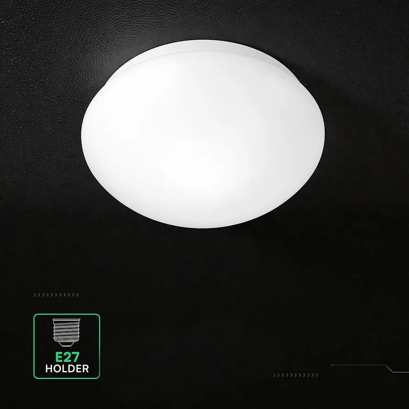 Oprawa Sufitowa Plafoniera E27 V-TAC Okrągła FI28CM IP44 Czujnik Ruchu Mikrofalowy VT-8178 5 Lat Gwarancji - Biała