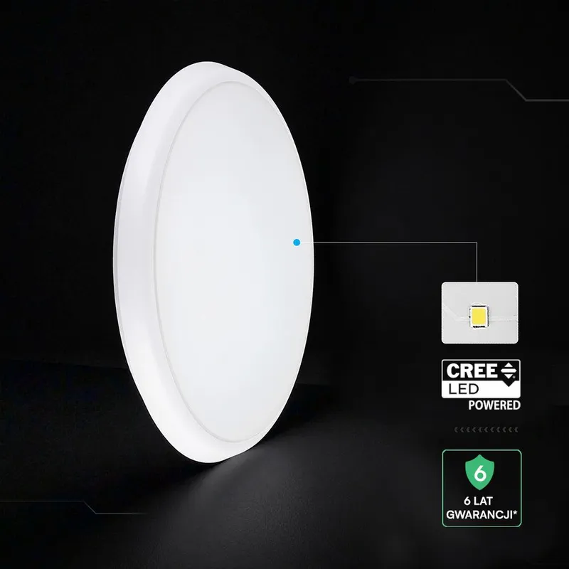 Oprawa Sufitowa Plafoniera V-TAC 40W LED CREE CHIP Czujnik Ruchu Regulacja Mocy I Barwy 5w1 IP65 VT-8179 4400LM 6 Lat Gwarancji