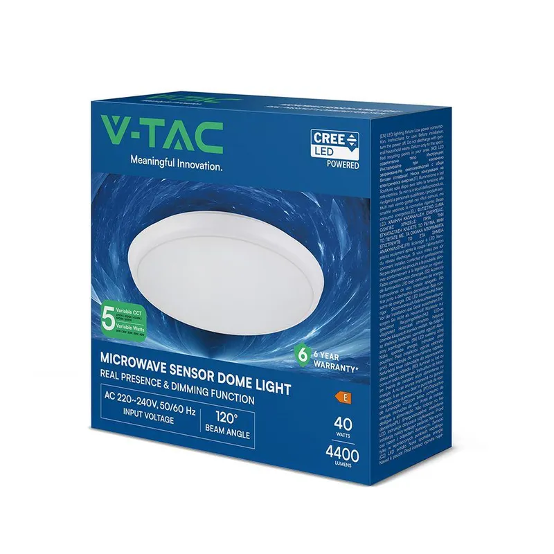 Oprawa Sufitowa Plafoniera V-TAC 40W LED CREE CHIP Czujnik Ruchu Regulacja Mocy I Barwy 5w1 IP65 VT-8179 4400LM 6 Lat Gwarancji