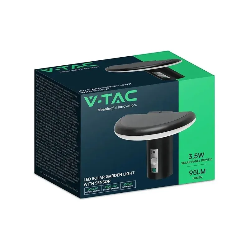 Kinkiet Ogrodowy Ścienny Solarny V-TAC 2W LED Czujnik Ruchu IP54 VT-81018 3000K 95LM 3 Lata Gwarancji
