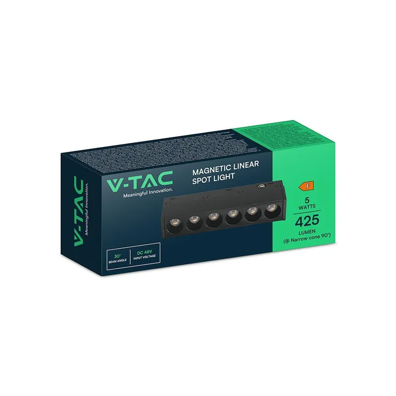 Oprawa Szynoprzewód 48V V-TAC 5W 48V 36ST LED 12cm VT-41008 4000K 425LM 3 Lata Gwarancji - Czarna