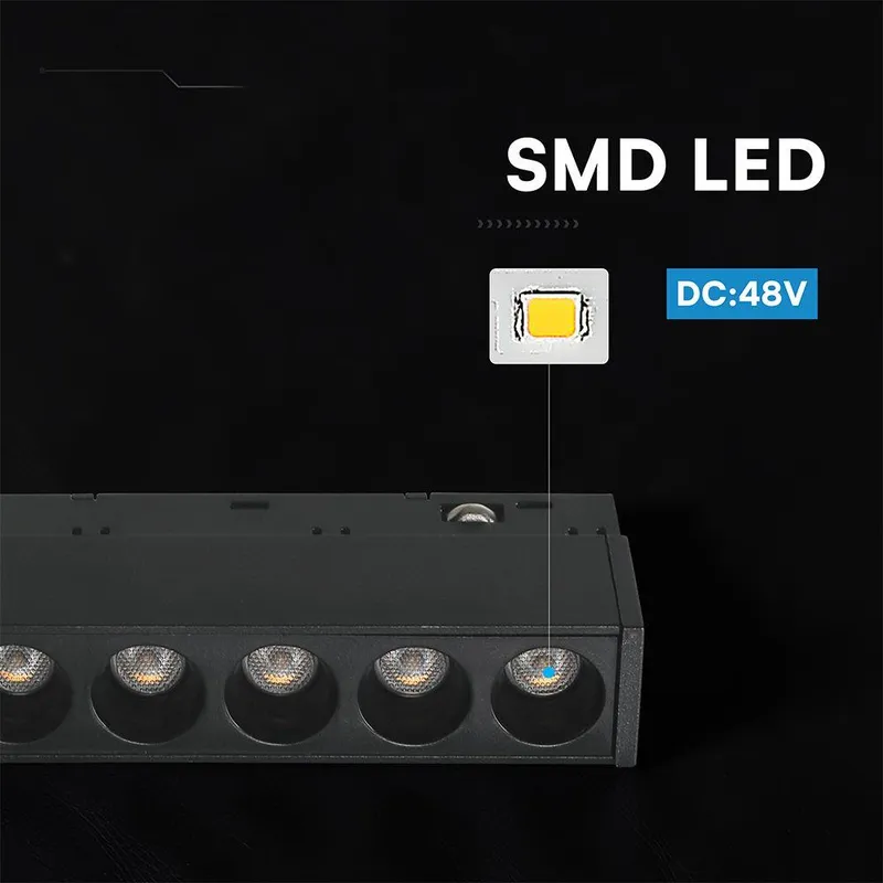 Oprawa Szynoprzewód 48V V-TAC 5W 48V 36ST LED 12cm VT-41008 6400K 425LM 3 Lata Gwarancji - Czarna