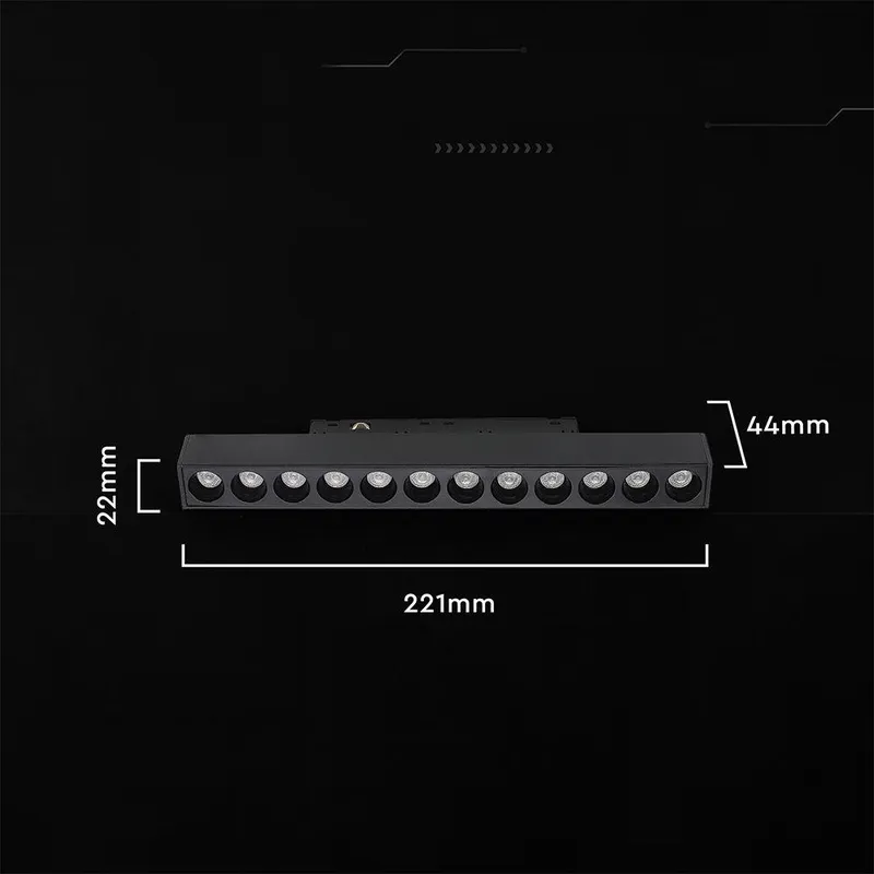Oprawa Szynoprzewód 48V V-TAC 10W 48V 36ST LED 22cm VT-41021 3000K 860LM 3 Lata Gwarancji - Czarna