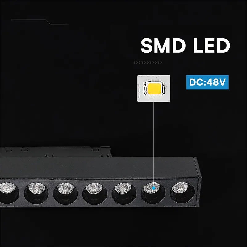Oprawa Szynoprzewód 48V V-TAC 10W 48V 36ST LED 22cm VT-41021 4000K 860LM 3 Lata Gwarancji - Czarna