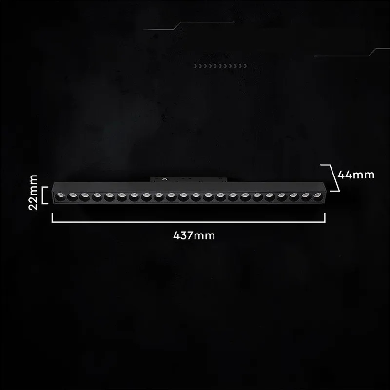 Oprawa Szynoprzewód 48V V-TAC 20W 48V 36ST LED 44cm VT-41023 6400K 1660LM 3 Lata Gwarancji - Czarna