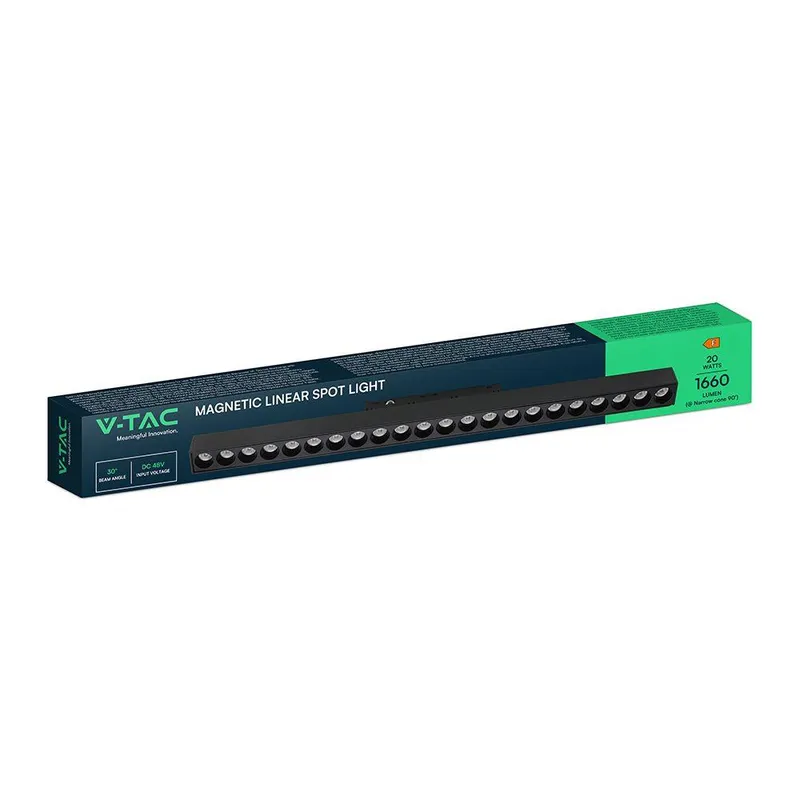 Oprawa Szynoprzewód 48V V-TAC 20W 48V 36ST LED 44cm VT-41023 6400K 1660LM 3 Lata Gwarancji - Czarna