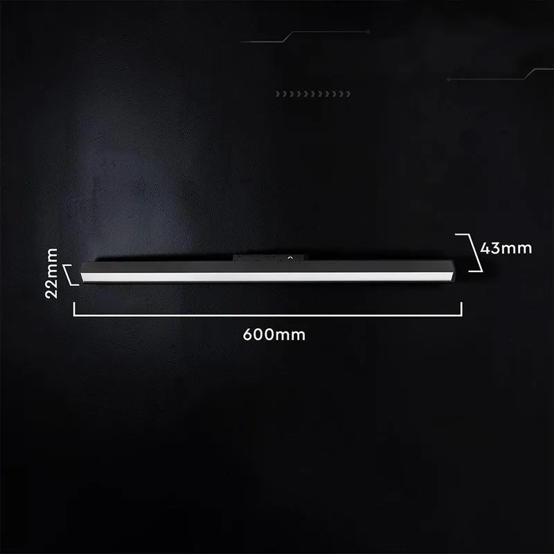 Oprawa Szynoprzewód 48V V-TAC 20W 48V 120ST LED 60cm VT-41027 3000K 2230LM 3 Lata Gwarancji - Czarna