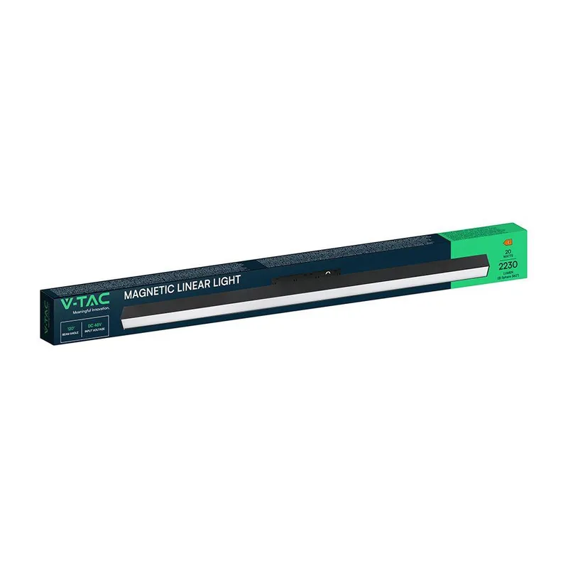 Oprawa Szynoprzewód 48V V-TAC 20W 48V 120ST LED 60cm VT-41027 4000K 2230LM 3 Lata Gwarancji - Czarna