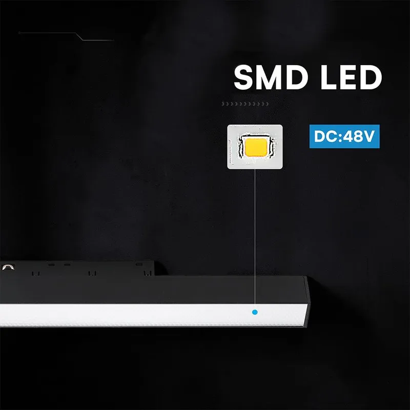 Oprawa Szynoprzewód 48V V-TAC 20W 48V 120ST LED 60cm VT-41027 4000K 2230LM 3 Lata Gwarancji - Czarna