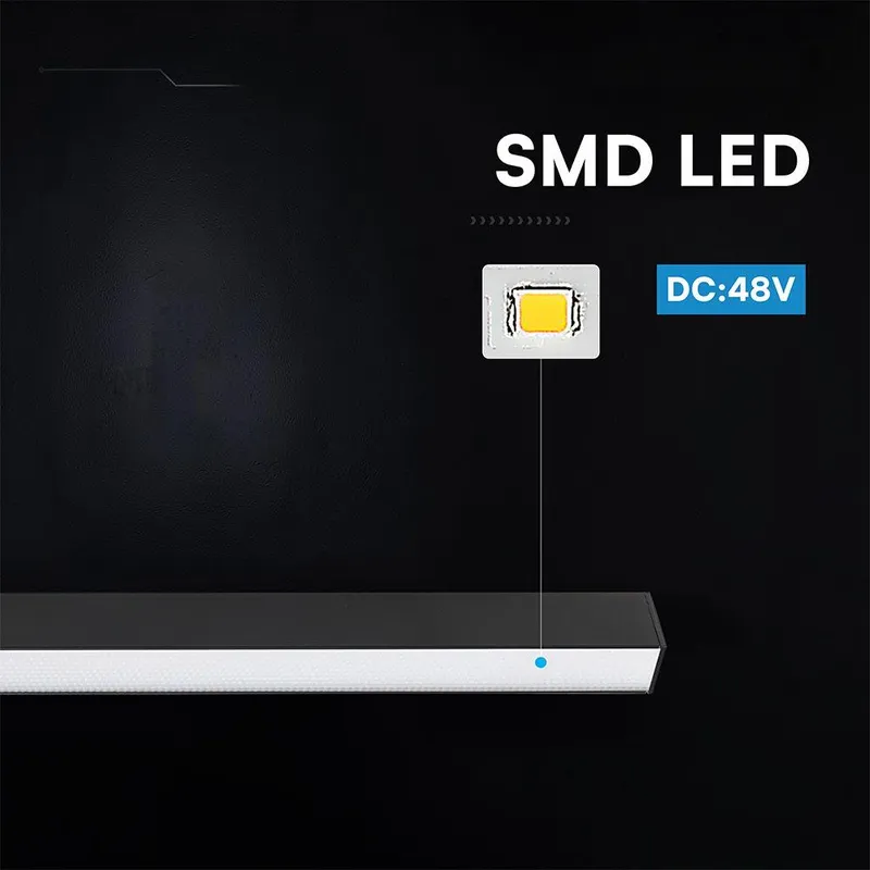 Oprawa Szynoprzewód 48V V-TAC 28W 48V 120ST LED 90cm VT-41036 4000K 3265LM 3 Lata Gwarancji - Czarna