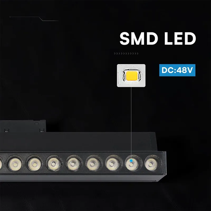 Oprawa Szynoprzewód 48V V-TAC 15W 48V 36ST LED 33cm Regulowana VT-41031 3000K 1220LM 3 Lata Gwarancji - Czarna