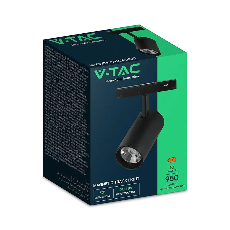 Oprawa Szynoprzewód 48V V-TAC 10W 48V LED Projektor VT-40012 6400K 950LM 3 Lata Gwarancji - Czarny