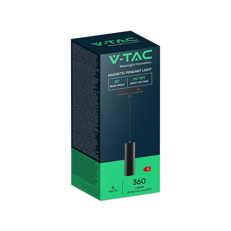 Oprawa Szynoprzewód 48V V-TAC 5W 48V LED Zwieszana VT-40006 4000K 360LM 3 Lata Gwarancji - Czarna