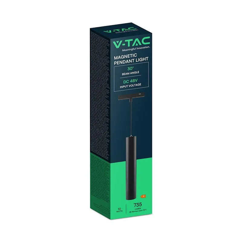 Oprawa Szynoprzewód 48V V-TAC 10W 48V LED Zwieszana VT-40006 4000K 735LM 3 Lata Gwarancji - Czarna